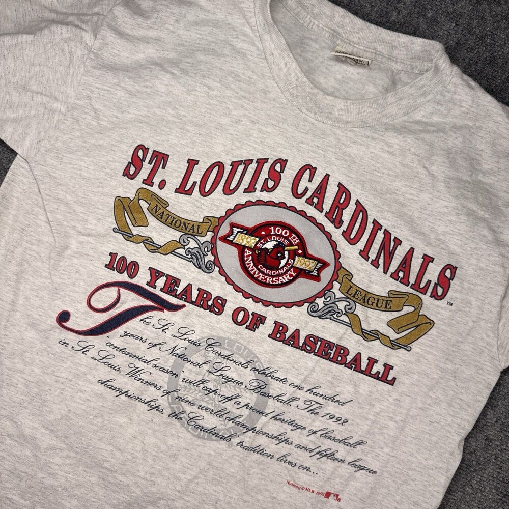 Vintage St Louis Cardinals Shirt Mens XL Gray MLB Baseball Nutmeg 1992 90s USA